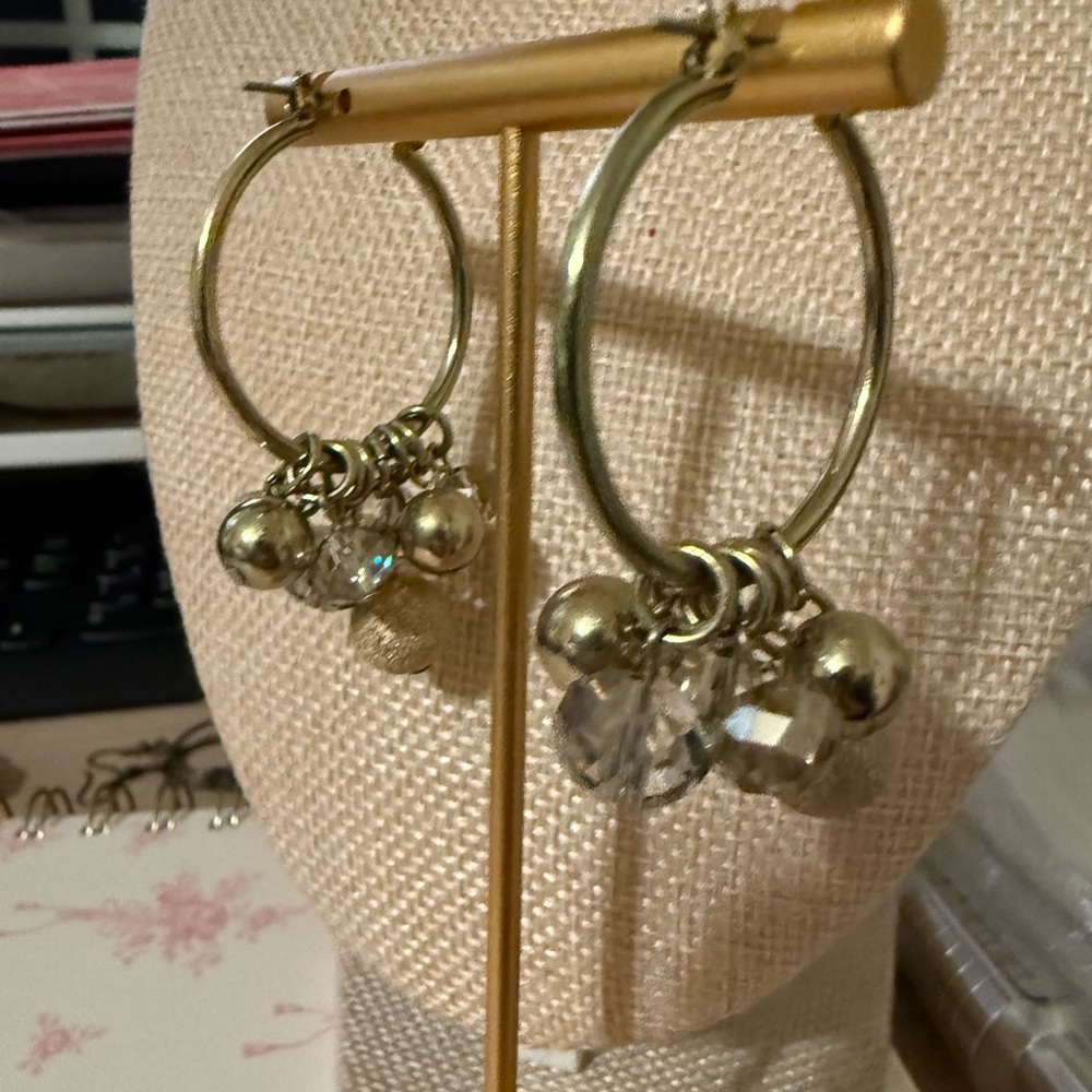 Elegant Gold Hoop Earrings with Crystal Accents